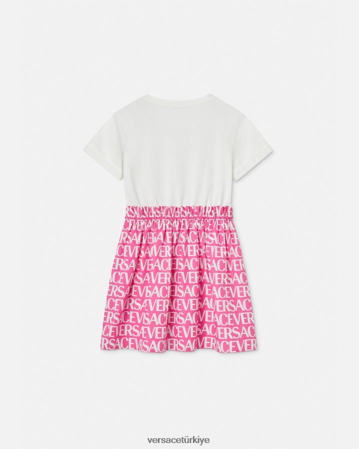 Versace boydan boya elbise çocuklar beyaz ve pembe Giyim B0HHR81980