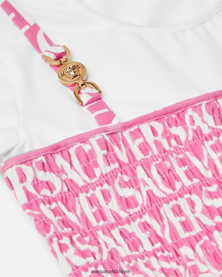 Versace her yeri fırfırlı elbise çocuklar açık pembe Giyim B0HHR81977