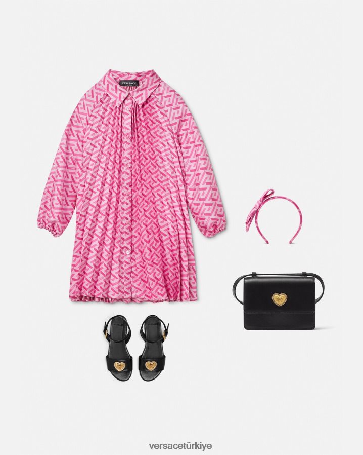 Versace la greca pilili elbise çocuklar pembe Giyim B0HHR81997