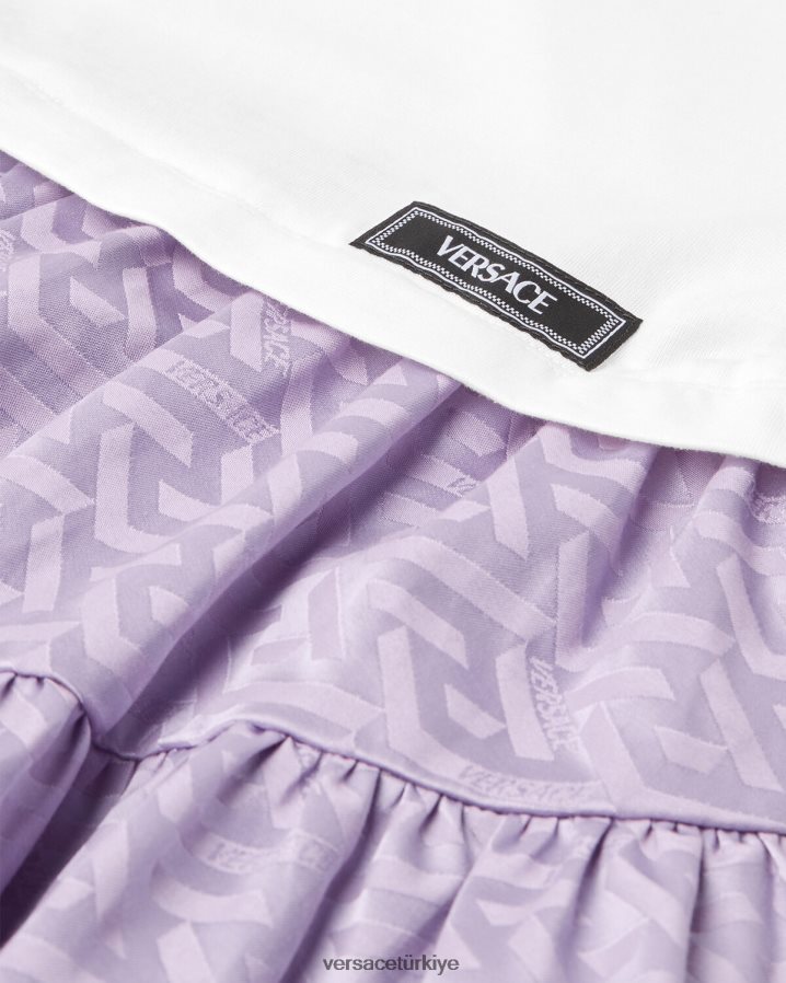 Versace la greca tişört elbise çocuklar beyaz ve leylak Giyim B0HHR81996
