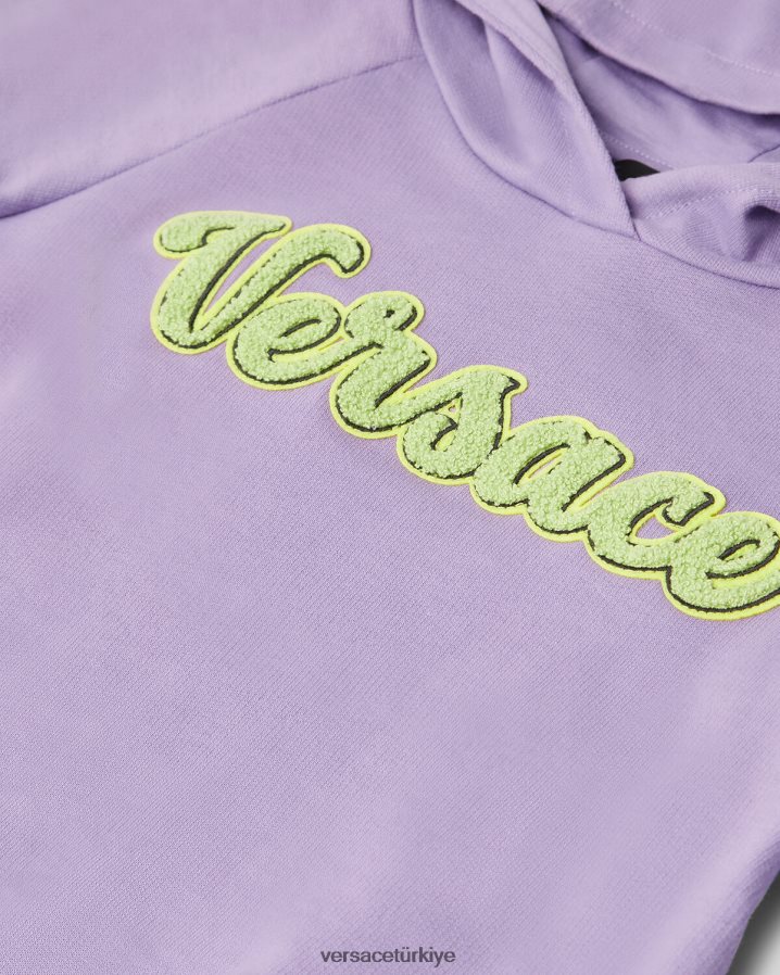 Versace logolu kazak elbise çocuklar leylak Giyim B0HHR82013