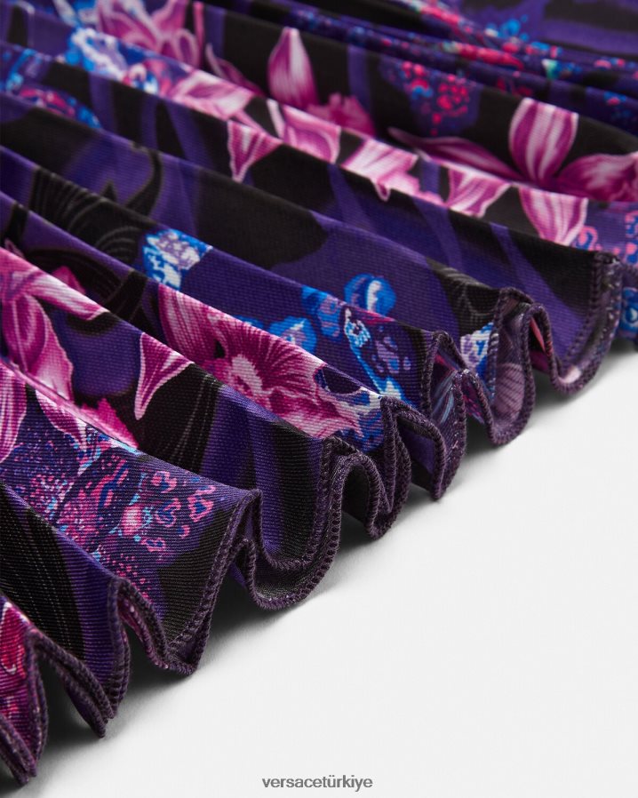 Versace orkide barocco pilili elbise çocuklar menekşe ve baskı Giyim B0HHR82007