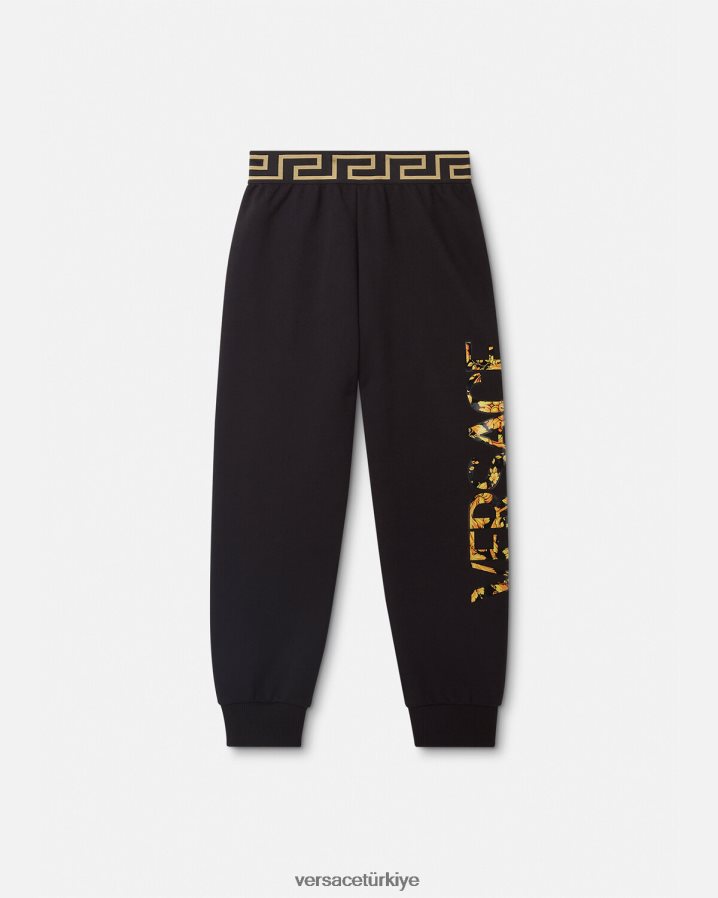Versace barocco logolu eşofman altı çocuklar siyah Giyim B0HHR81993