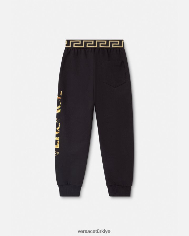 Versace barocco logolu eşofman altı çocuklar siyah Giyim B0HHR81993