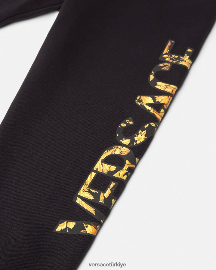 Versace barocco logolu eşofman altı çocuklar siyah Giyim B0HHR81993