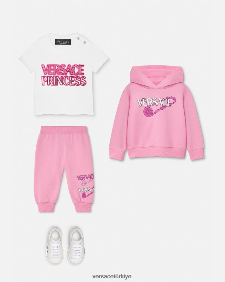 Versace emniyet pimi bebek eşofman altı çocuklar pembe Giyim B0HHR81917