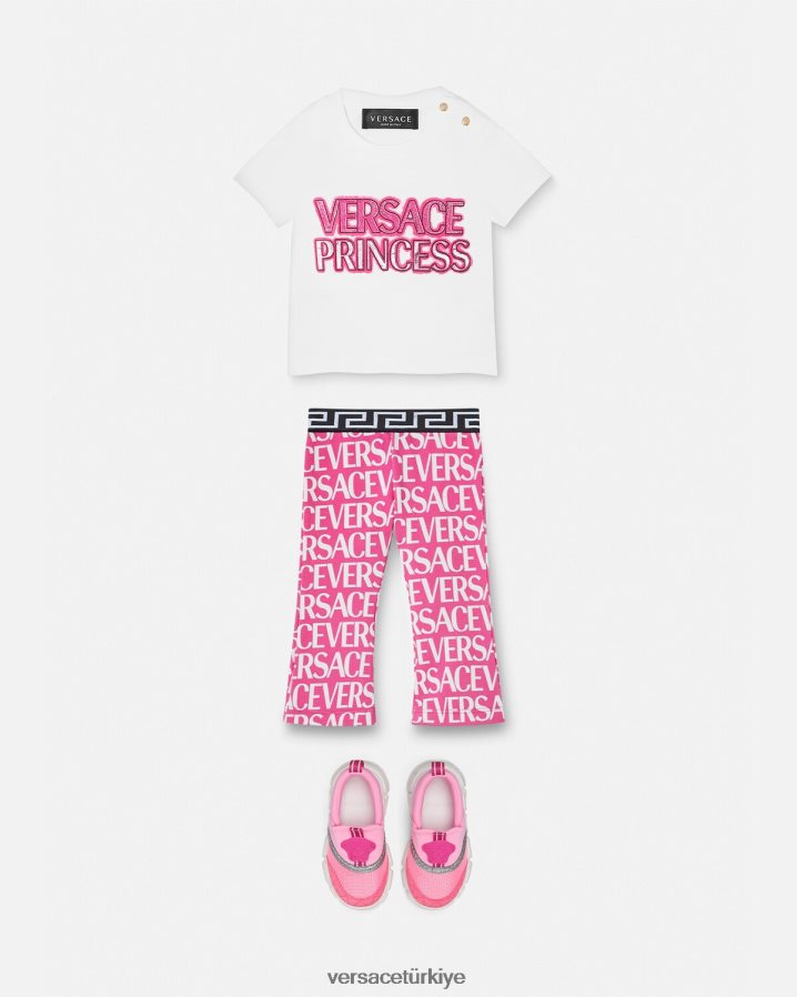 Versace her yerde bebek eşofman altı çocuklar pembe ve baskı Giyim B0HHR81873