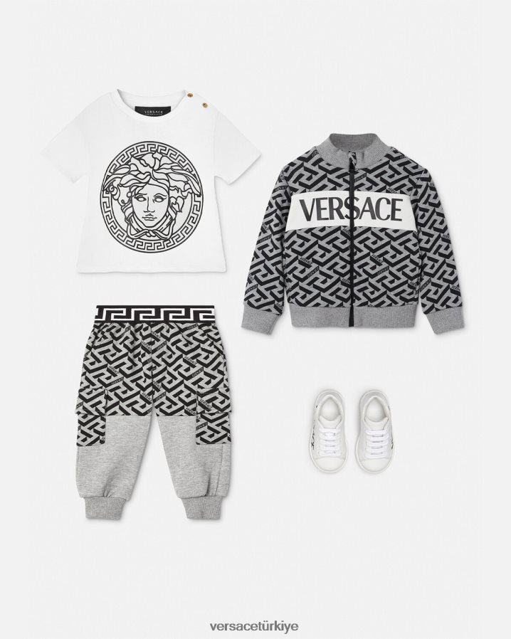Versace la greca bebek eşofman altı çocuklar gri Giyim B0HHR81911