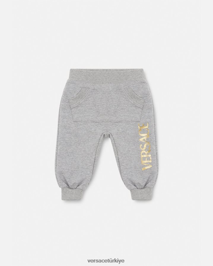 Versace logolu bebek eşofman altı çocuklar gri Giyim B0HHR81862