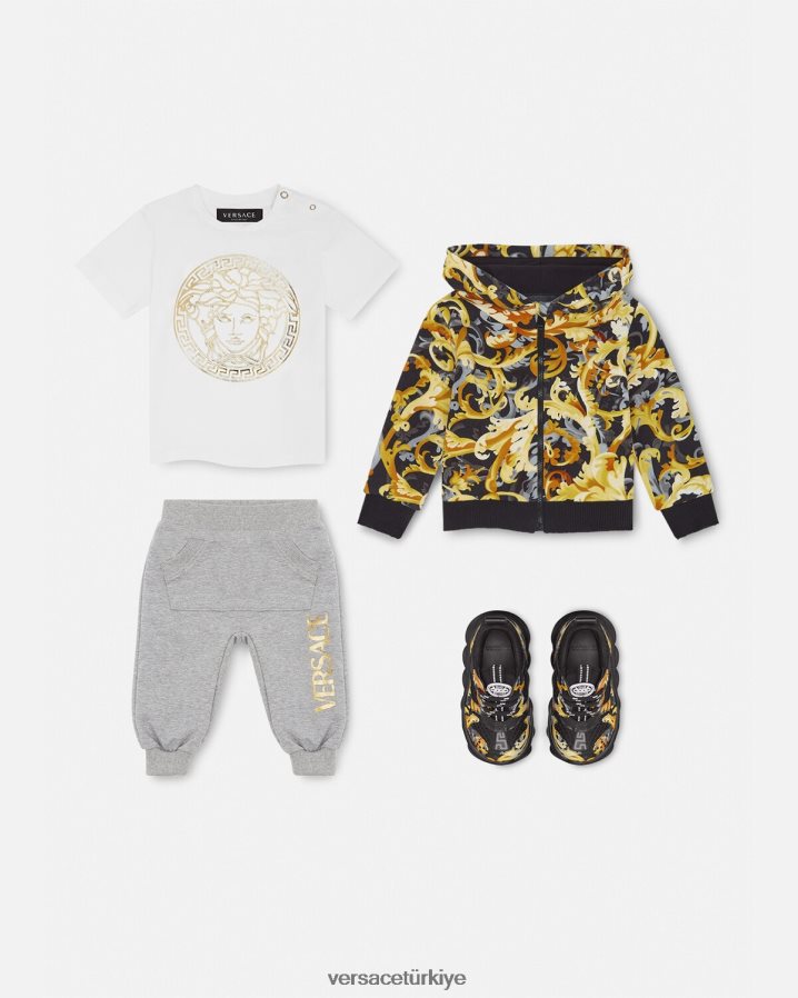 Versace logolu bebek eşofman altı çocuklar gri Giyim B0HHR81862