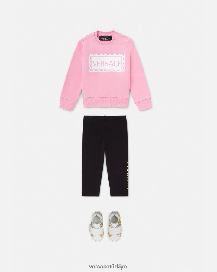 Versace logolu bebek eşofman altı çocuklar siyah Giyim B0HHR81864