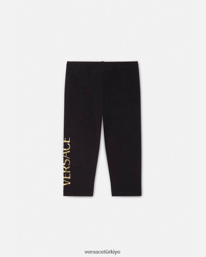 Versace logolu bebek eşofman altı çocuklar siyah Giyim B0HHR81864
