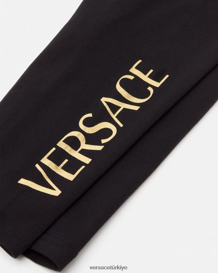 Versace logolu bebek eşofman altı çocuklar siyah Giyim B0HHR81864