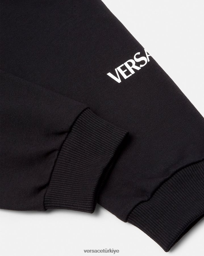 Versace logolu eşofman altı çocuklar siyah Giyim B0HHR82014