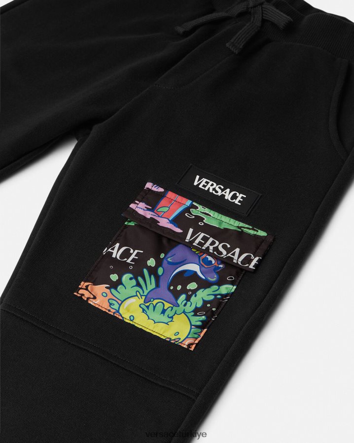 Versace medusa sunnnies eşofman altı çocuklar siyah ve baskı Giyim B0HHR82137