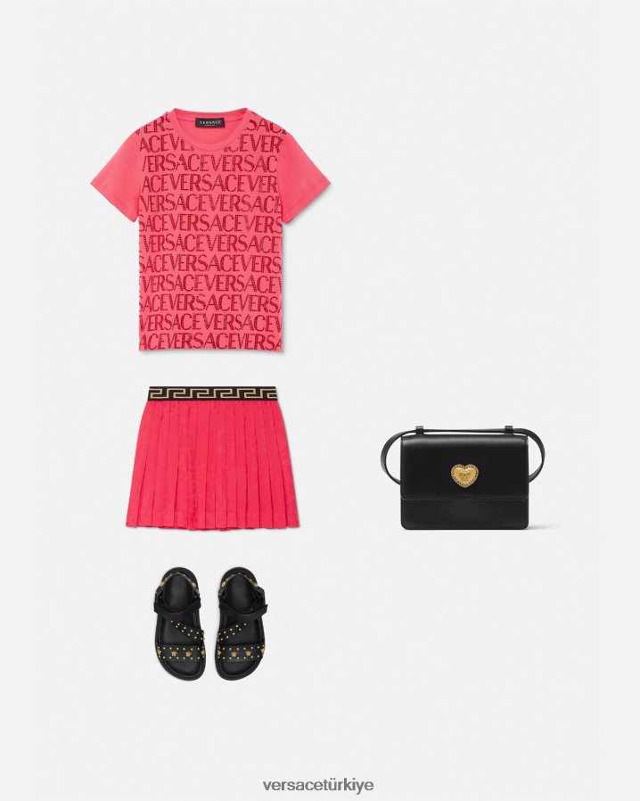 Versace pilili etek çocuklar pembe Giyim B0HHR81978