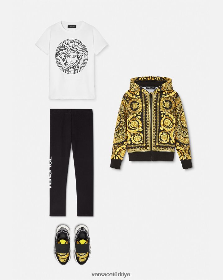 Versace barocco fermuarlı kapüşonlu üst çocuklar Yazdır Giyim B0HHR81982