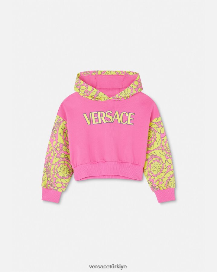 Versace barocco siluet kapşonlu çocuklar pembe Giyim B0HHR81930