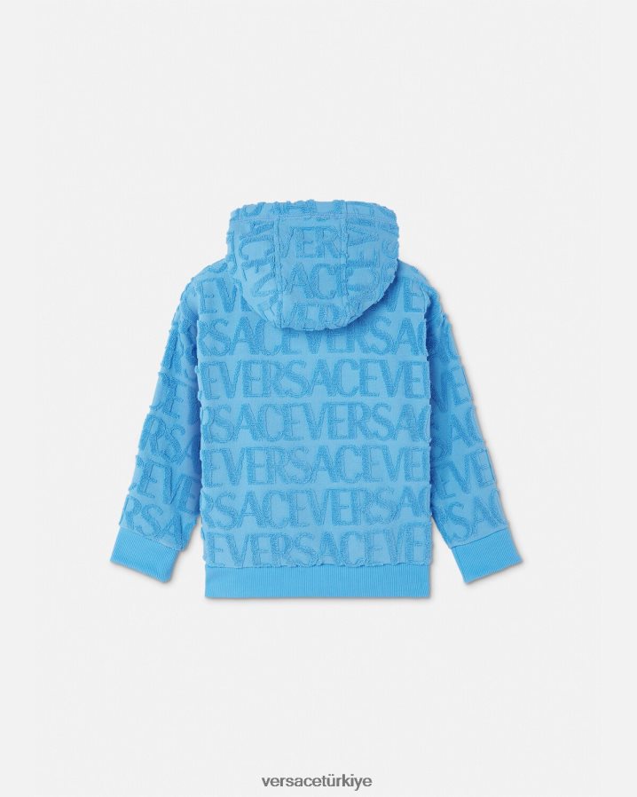 Versace boydan boya havlu kapşonlu çocuklar açık mavi Giyim B0HHR82088
