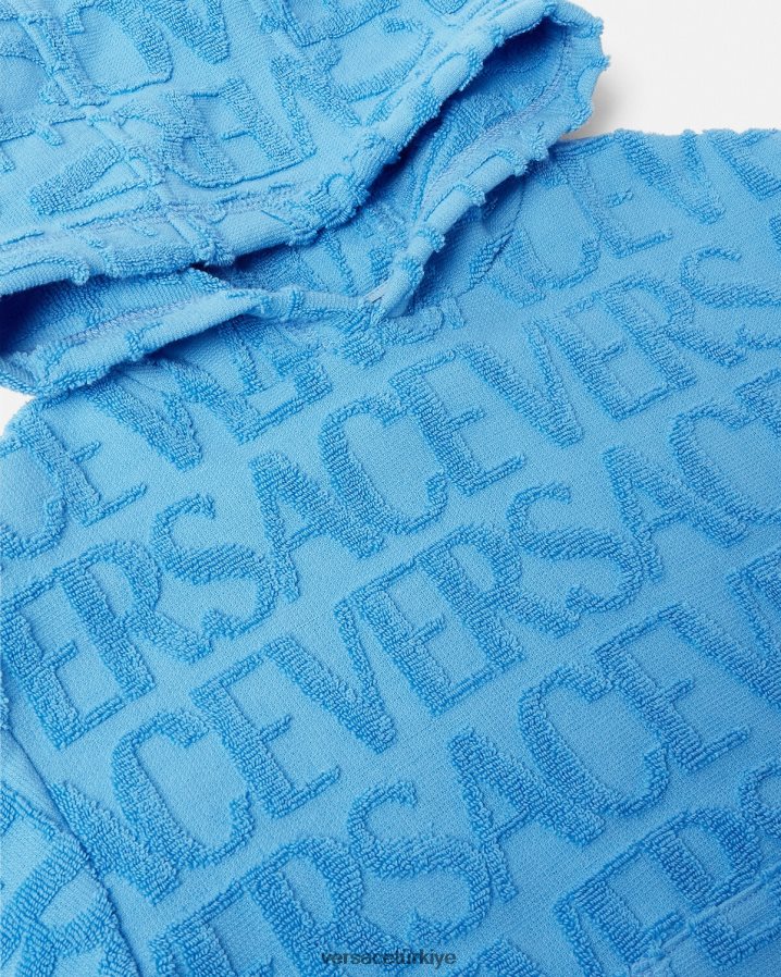 Versace boydan boya havlu kapşonlu çocuklar açık mavi Giyim B0HHR82088