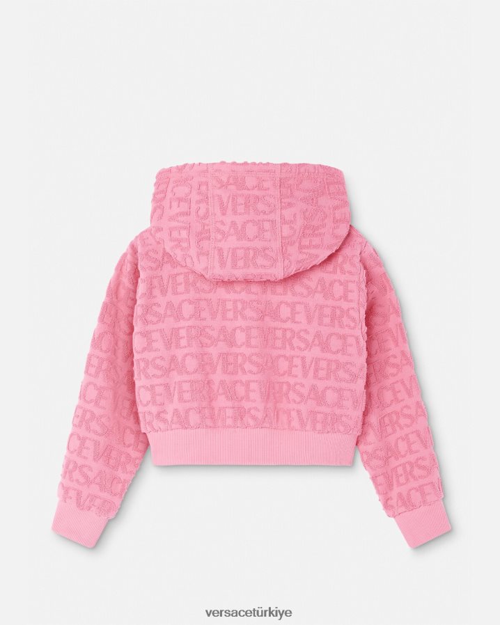 Versace boydan boya havlu kapşonlu çocuklar pembe Giyim B0HHR81948