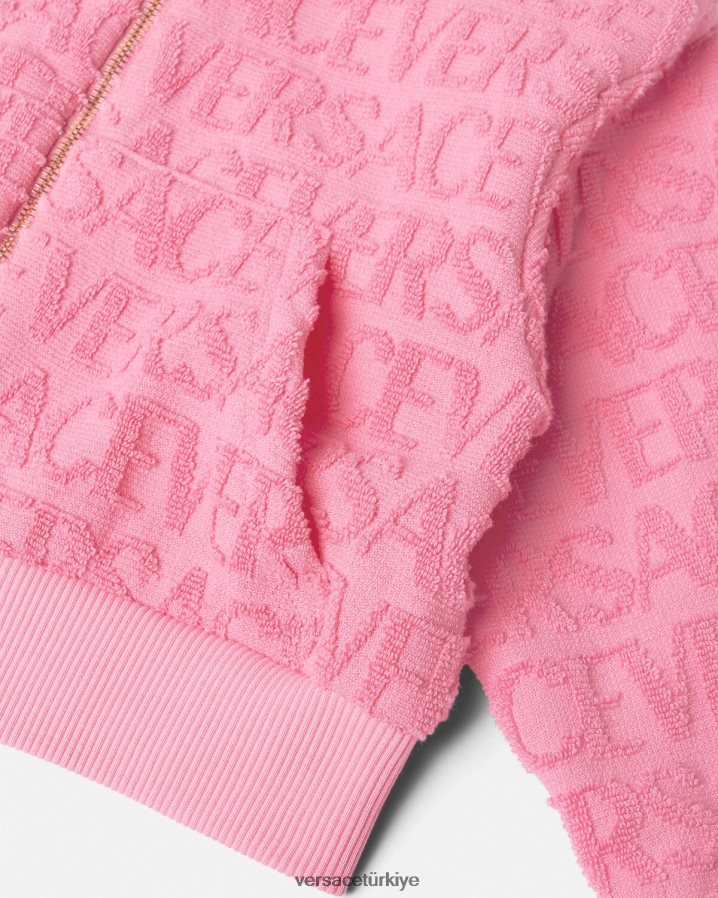 Versace boydan boya havlu kapşonlu çocuklar pembe Giyim B0HHR81948
