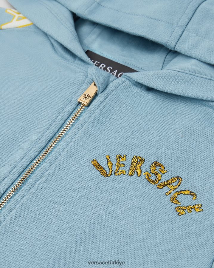 Versace boydan boya kapüşonlu üst çocuklar açık mavi Giyim B0HHR82083