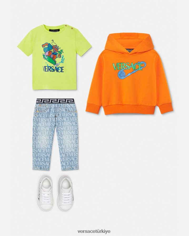 Versace emniyet pimi bebek kapşonlu çocuklar turuncu Giyim B0HHR81918