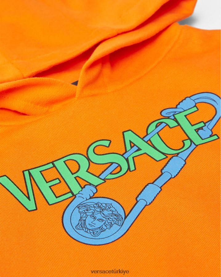 Versace emniyet pimi bebek kapşonlu çocuklar turuncu Giyim B0HHR81918