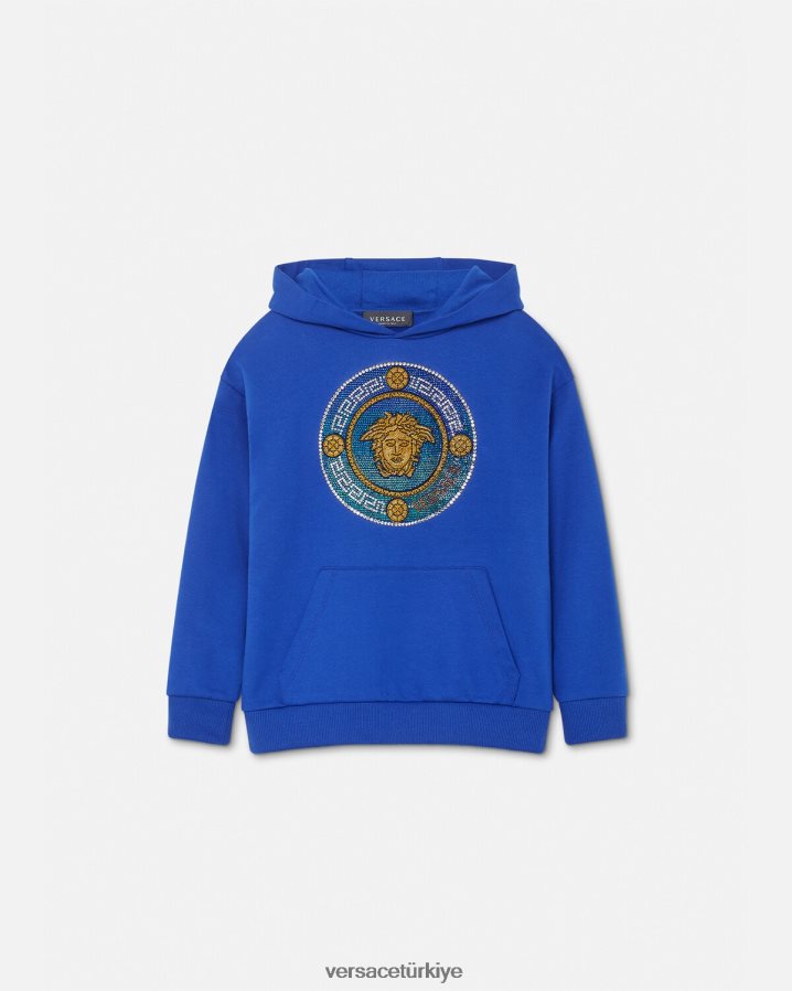 Versace kristal medusa kapşonlu çocuklar Kraliyet mavisi Giyim B0HHR82129