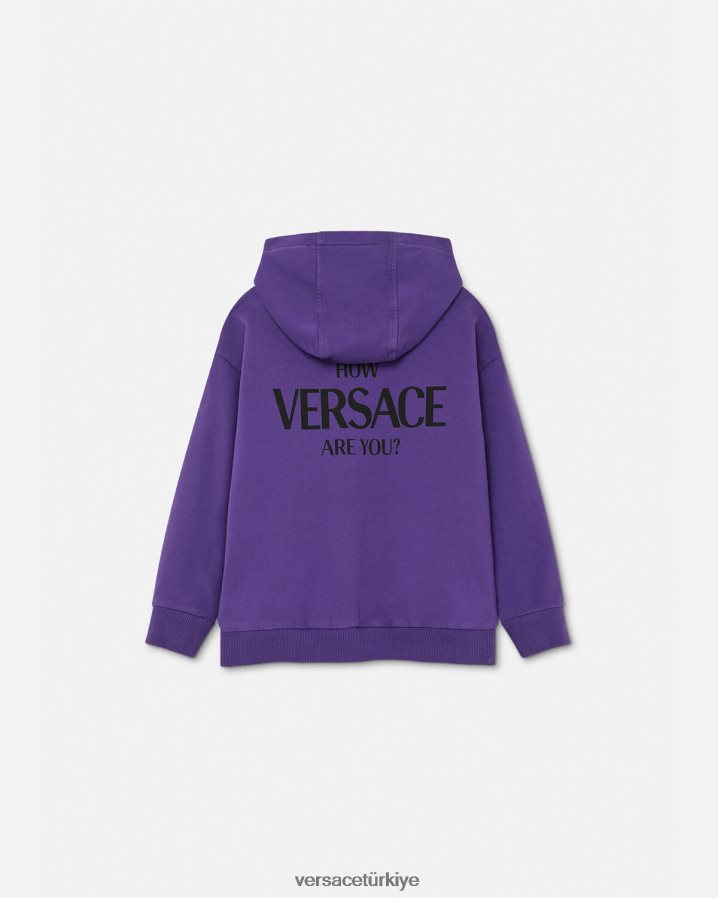 Versace logolu kapüşonlu svetşört çocuklar menekşe Giyim B0HHR82005