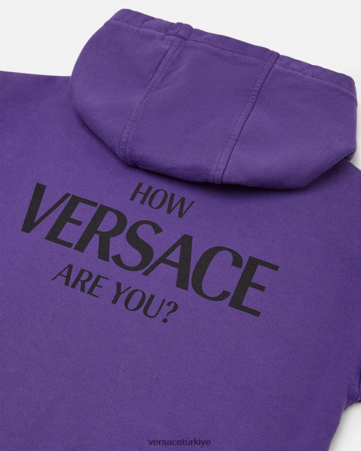 Versace logolu kapüşonlu svetşört çocuklar menekşe Giyim B0HHR82005