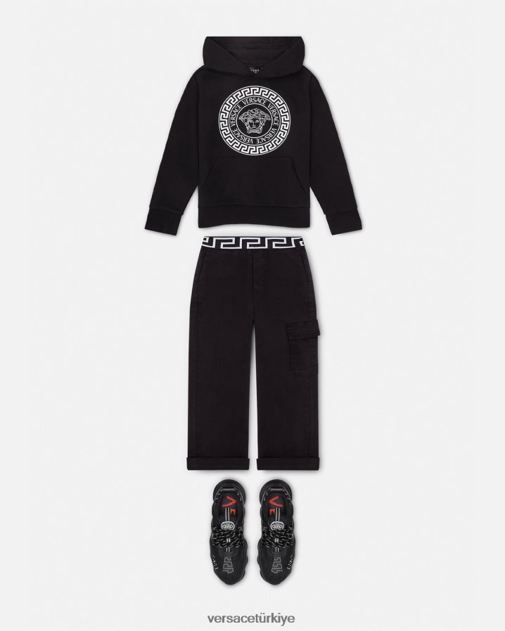 Versace medusa kapşonlu çocuklar siyah Giyim B0HHR82120