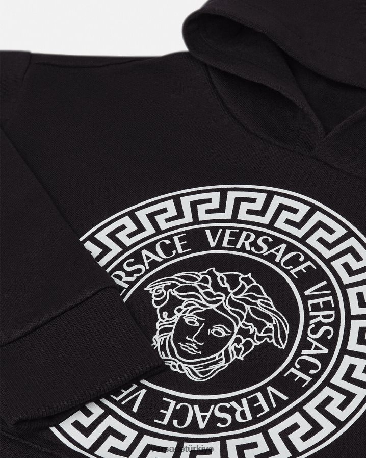 Versace medusa kapşonlu çocuklar siyah Giyim B0HHR82120