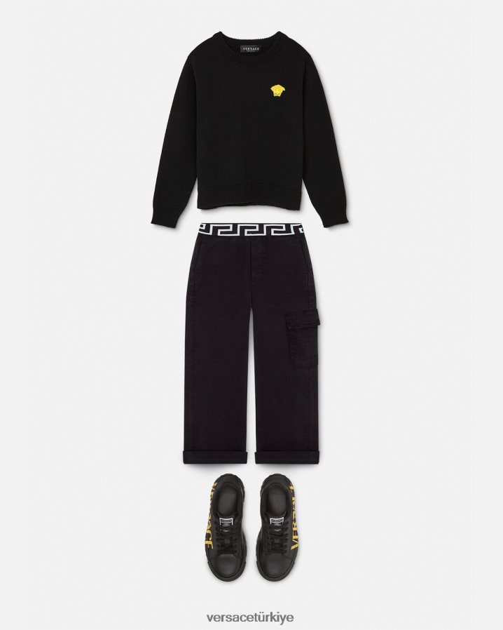 Versace medusa işlemeli kazak çocuklar siyah Giyim B0HHR82103