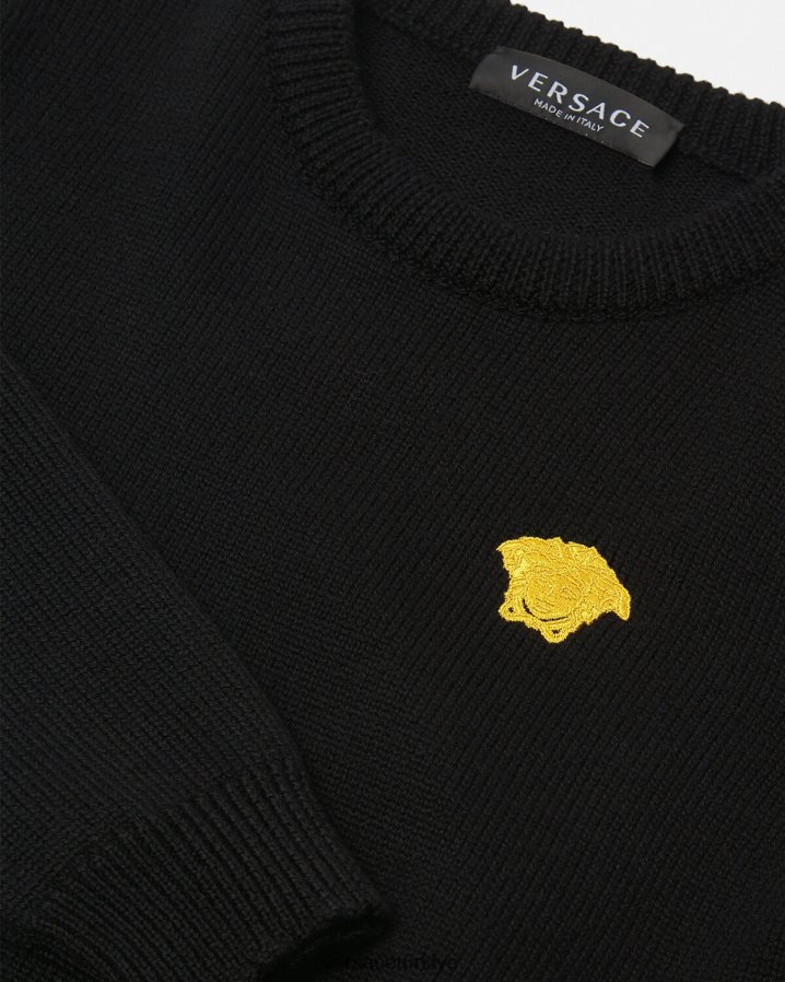 Versace medusa işlemeli kazak çocuklar siyah Giyim B0HHR82103