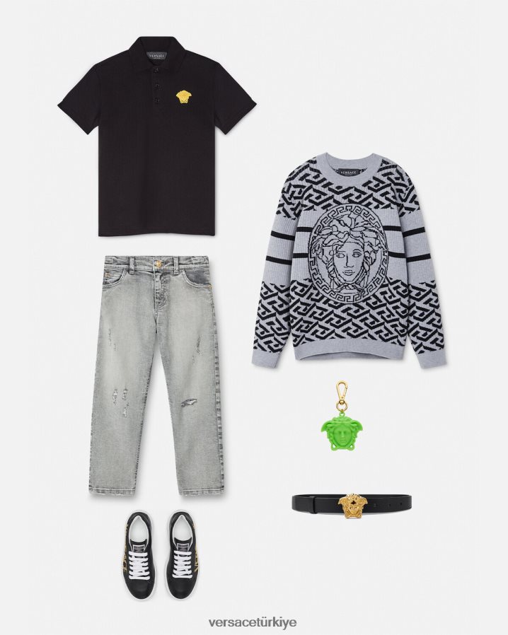 Versace medusa la greca kazak çocuklar gri Giyim B0HHR81994