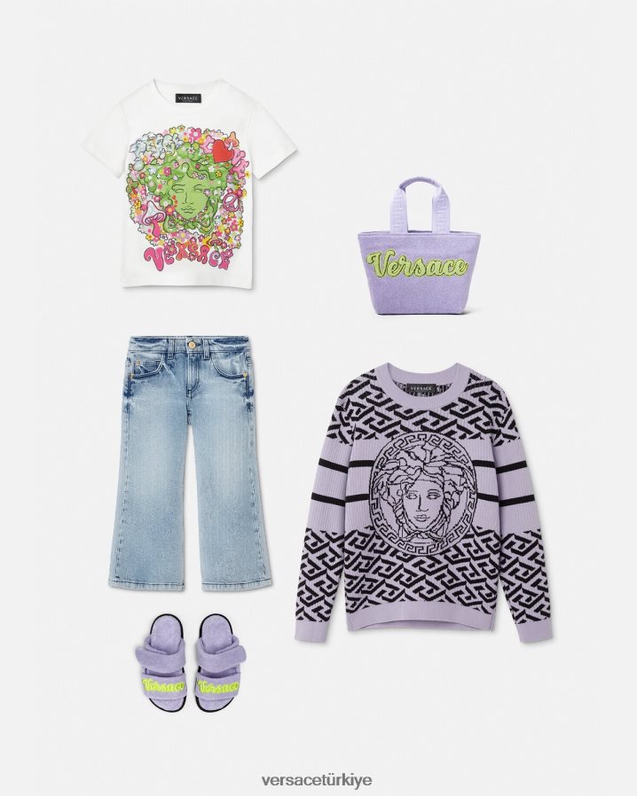 Versace medusa la greca kazak çocuklar leylak Giyim B0HHR81995