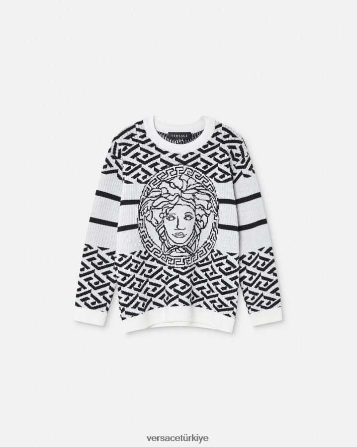 Versace medusa la greca kazak çocuklar siyah beyaz Giyim B0HHR81992