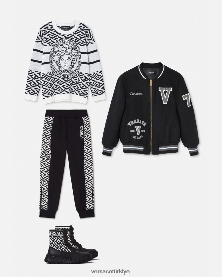 Versace medusa la greca kazak çocuklar siyah beyaz Giyim B0HHR81992