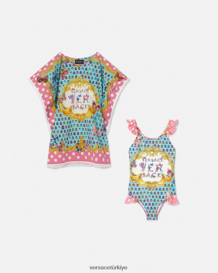 Versace kelebekler mayo çocuklar pembe ve beyaz Giyim B0HHR81938