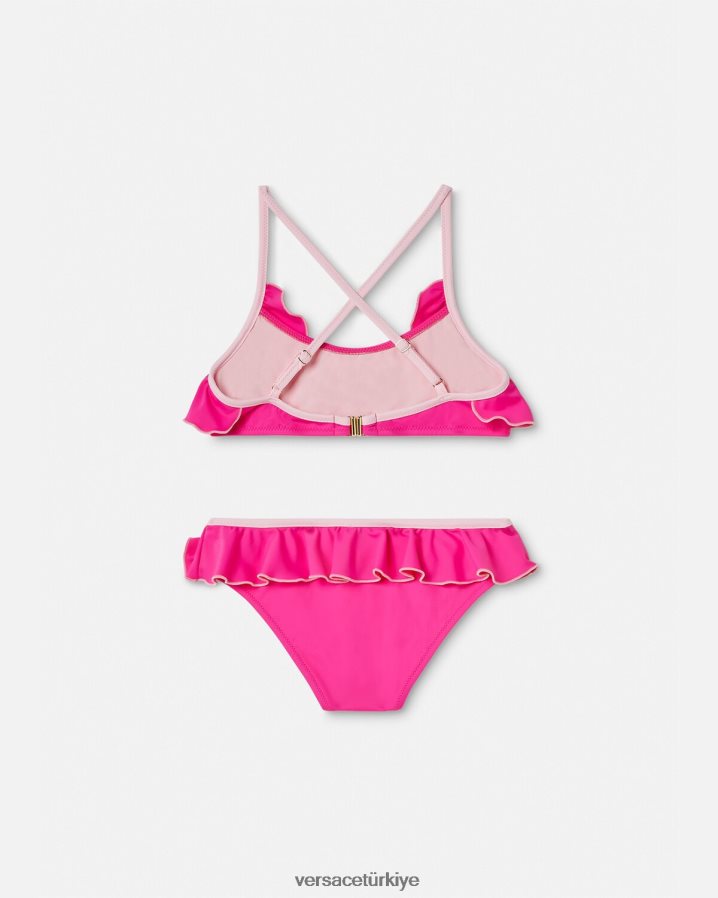 Versace logolu bikini seti çocuklar fuşya Giyim B0HHR82017