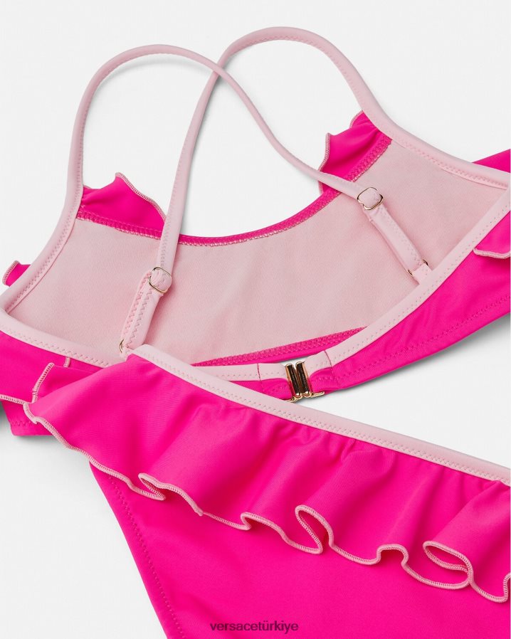 Versace logolu bikini seti çocuklar fuşya Giyim B0HHR82017