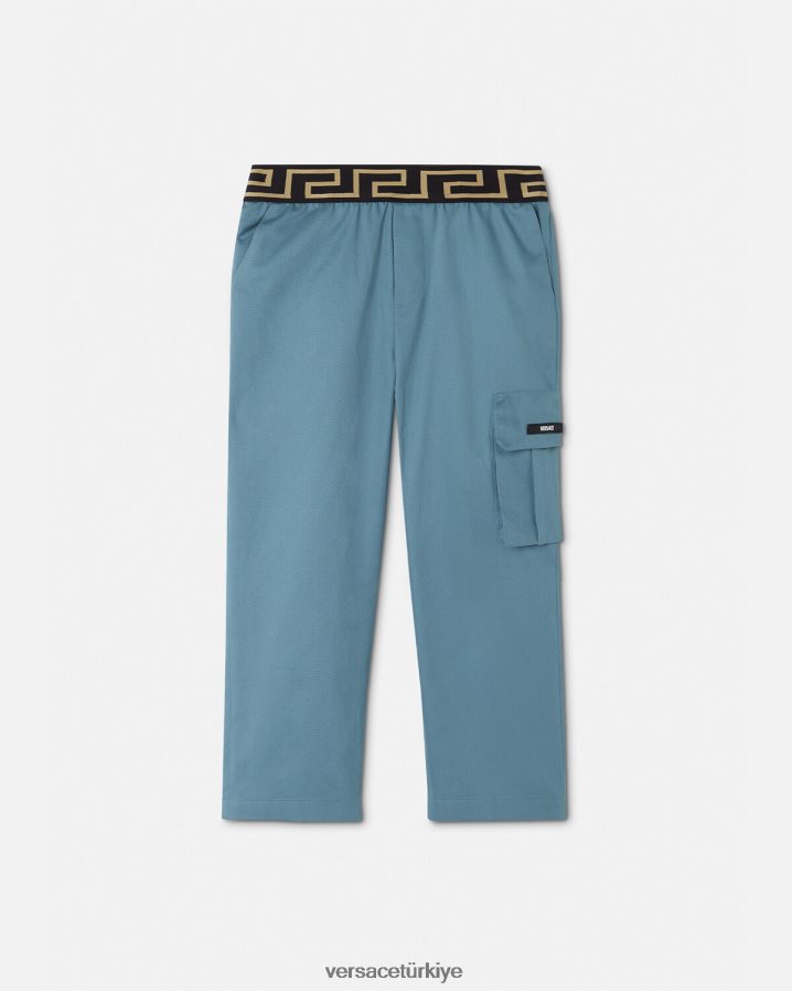 Versace Greca pantolon çocuklar mavi Giyim B0HHR82093