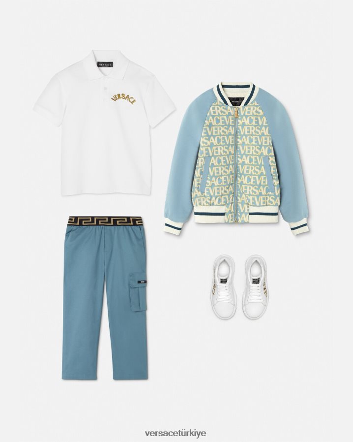 Versace Greca pantolon çocuklar mavi Giyim B0HHR82093