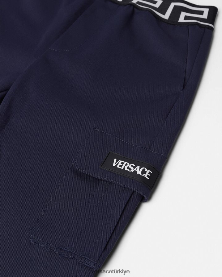 Versace Greca pantolon çocuklar mavi Giyim B0HHR82101