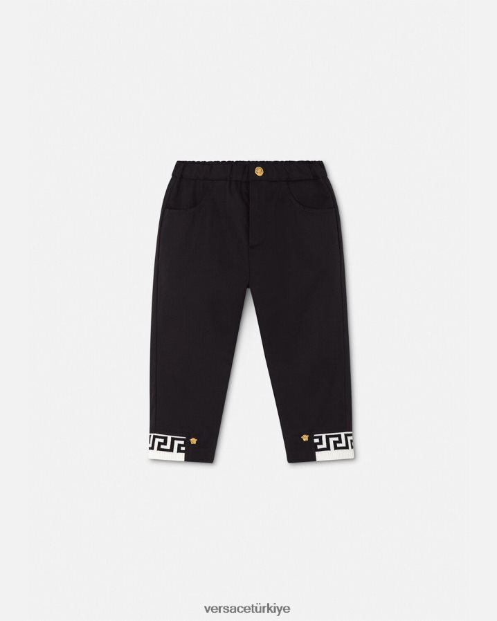 Versace greca bebek pantolonu çocuklar siyah Giyim B0HHR81906