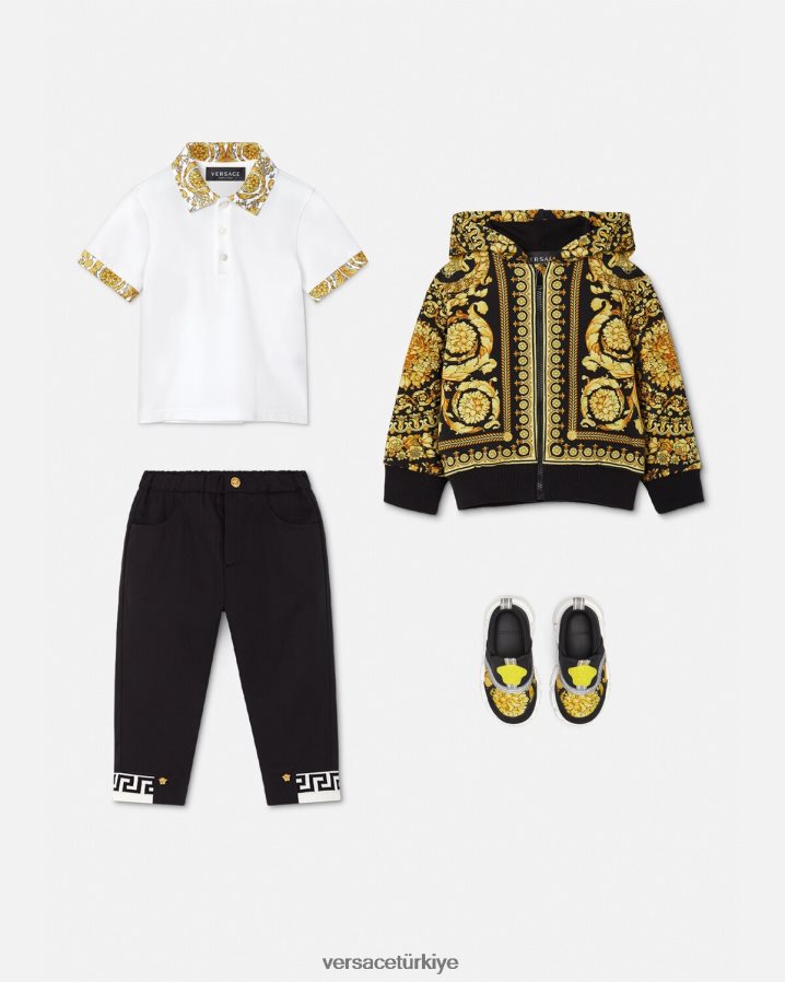 Versace greca bebek pantolonu çocuklar siyah Giyim B0HHR81906