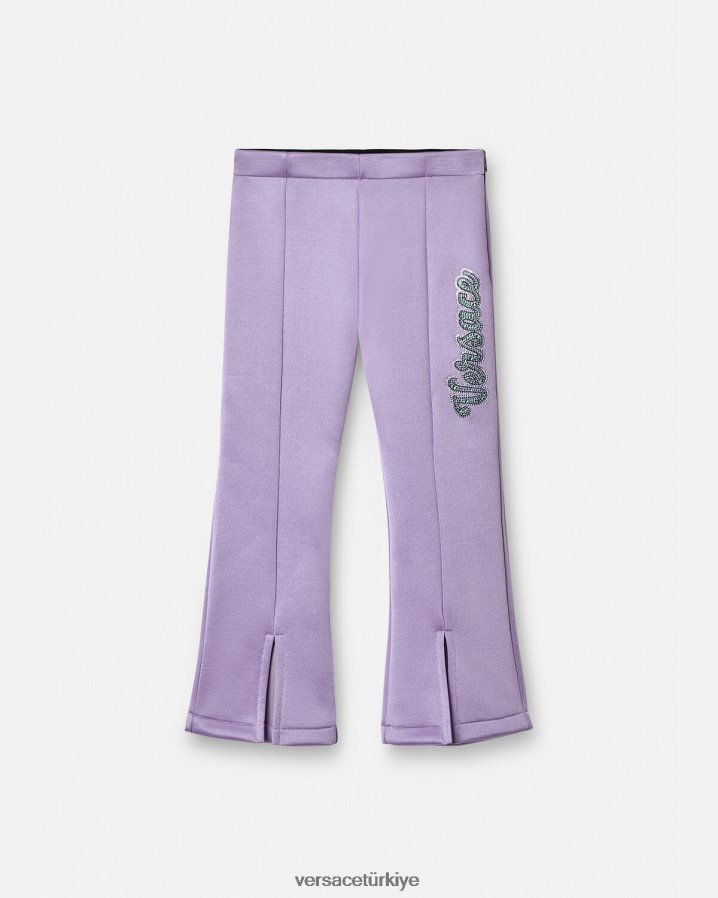 Versace kristal logolu pantolon çocuklar leylak Giyim B0HHR82022