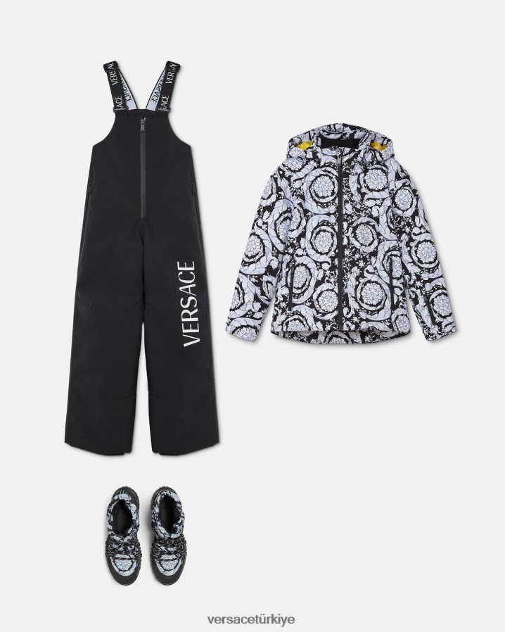 Versace logolu kar pantolonu çocuklar siyah Giyim B0HHR81968